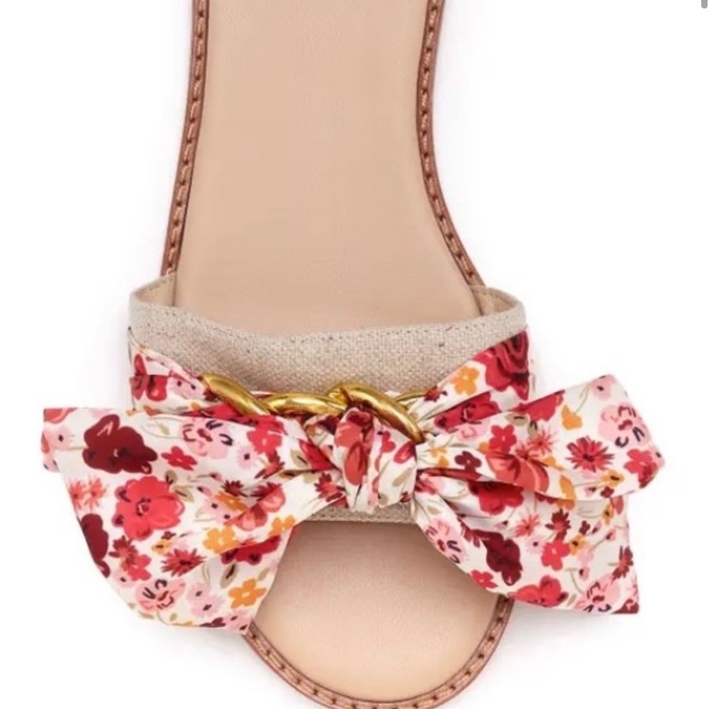 NIB Zahara floral Bow Slide Sandals - Picture 2 of 3